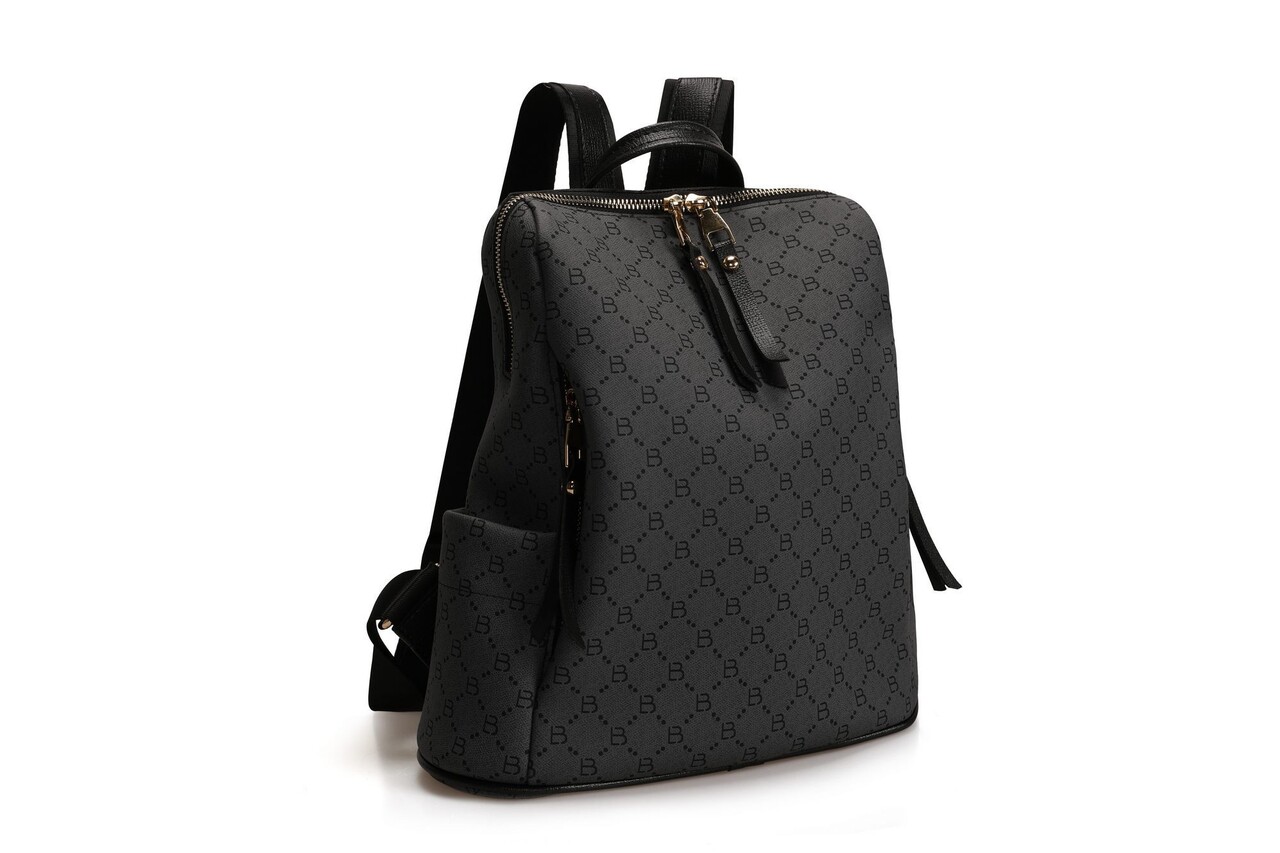 Rucsac, Lucky Bees, 359 v2 Grey Black, piele ecologica, gri/negru - imagine 7